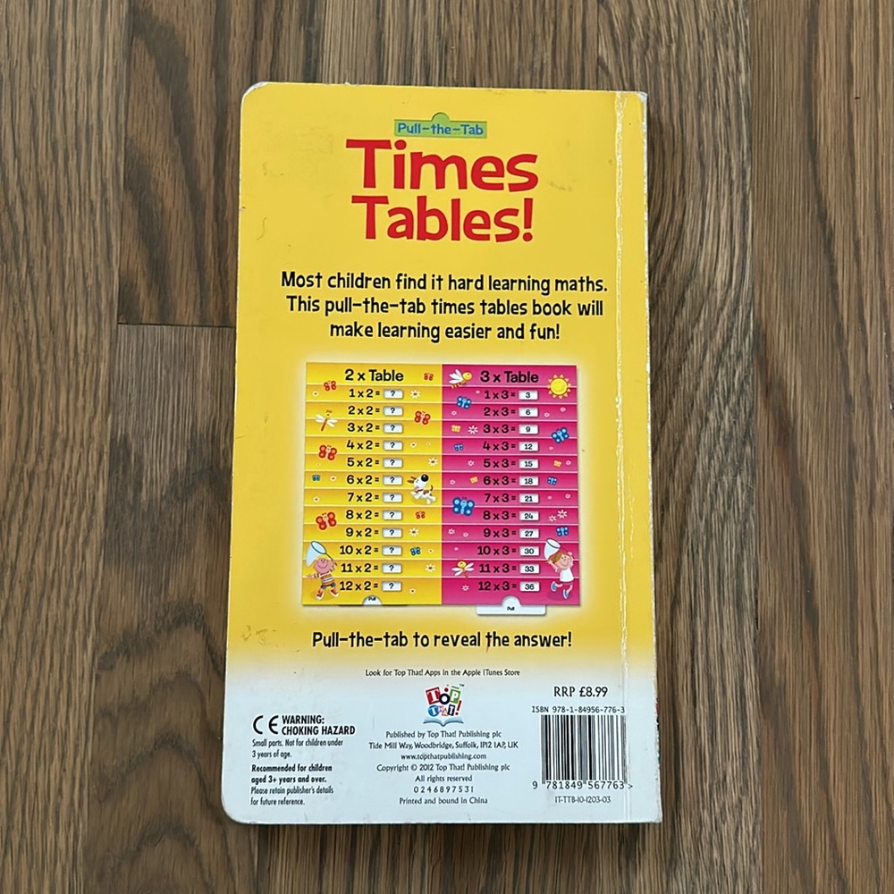 Pull-The-Tab Times Table Book Learning Wrap-Ups Keys Multiplication Yellow Math - Picture 7 of 10